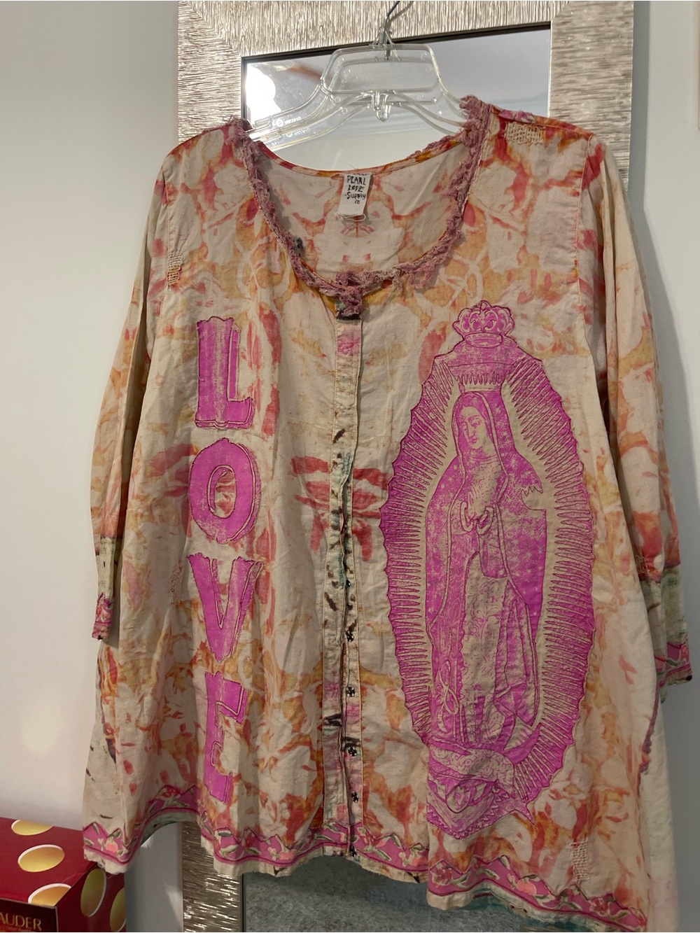 Magnolia Pearl Cream Button-Front Top with Pink Graphic